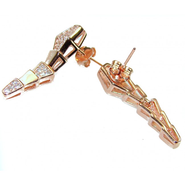 The Egyptian Cobra White Sapphire 18K Rose Gold over .925 Sterling Silver handcrafted Earrings