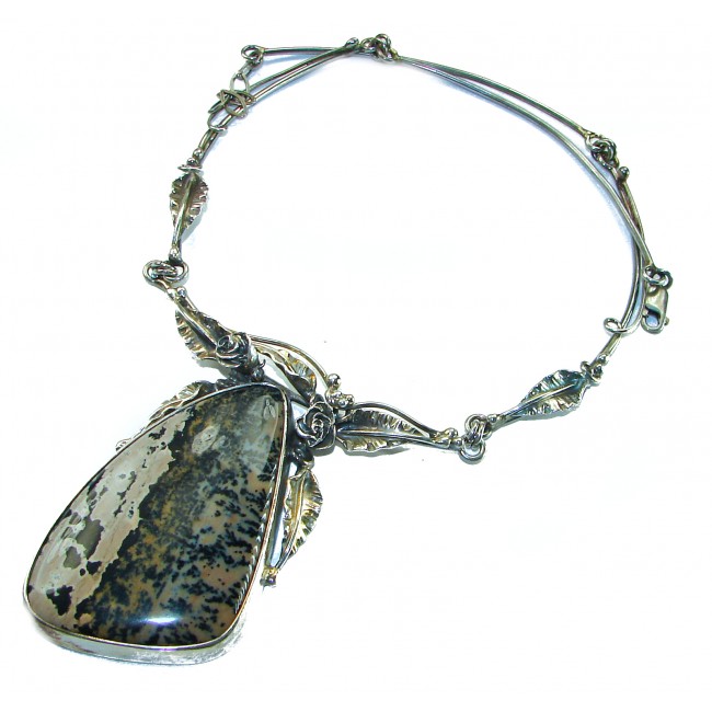 Nature Inspired genuine Ocean Jasper .925 Sterling Silver handmade necklace