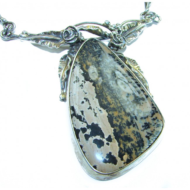 Nature Inspired genuine Ocean Jasper .925 Sterling Silver handmade necklace