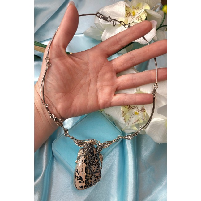 Nature Inspired genuine Ocean Jasper .925 Sterling Silver handmade necklace