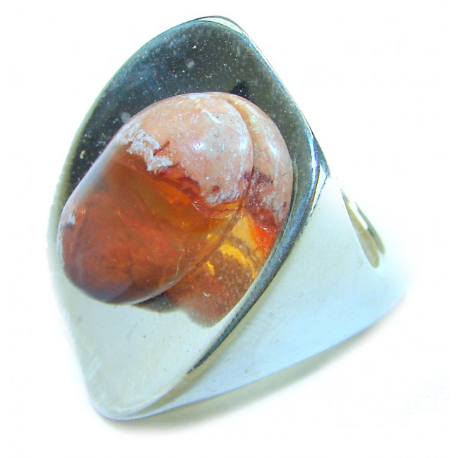 Large Authentic Mexican Opal .925 Sterling Silver handcrafted ring size 7 1/4