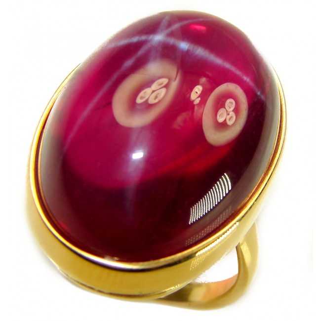 Bellezza Genuine 37.5 CARAT Star Ruby 18K Gold over .925 Sterling Silver Statement Ring size 6 3/4