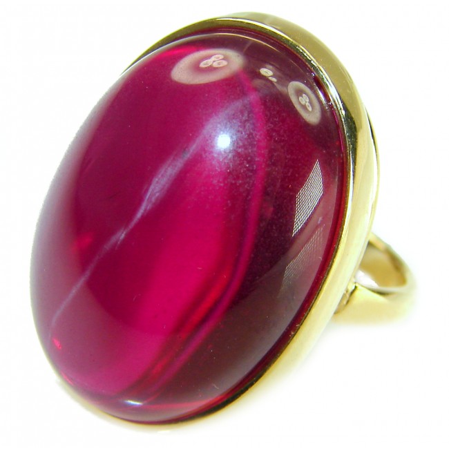 Bellezza Genuine 37.5 CARAT Star Ruby 18K Gold over .925 Sterling Silver Statement Ring size 6 3/4