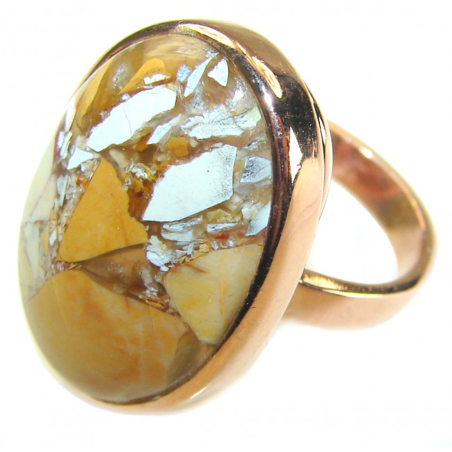 Flawless Australian Bracciated Mookaite 14K Gold over .925 Sterling Silver Ring size 6 adjustable