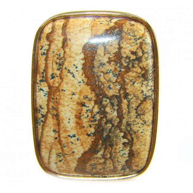 Back to Nature Huge Picture Jasper 14K Gold over .925 Sterling Silver handcrafted ring s. 8