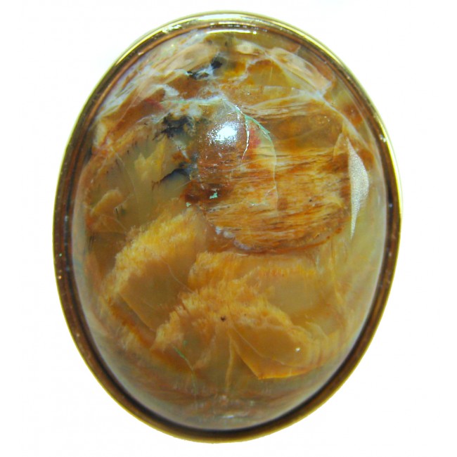 Large Silky Golden Pietersite 14K Gold over .925 Sterling Silver handmade Ring size 8 1/4