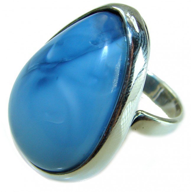 Fancy Style Angelite .925 Sterling Silver Ring s. 7 adjustable