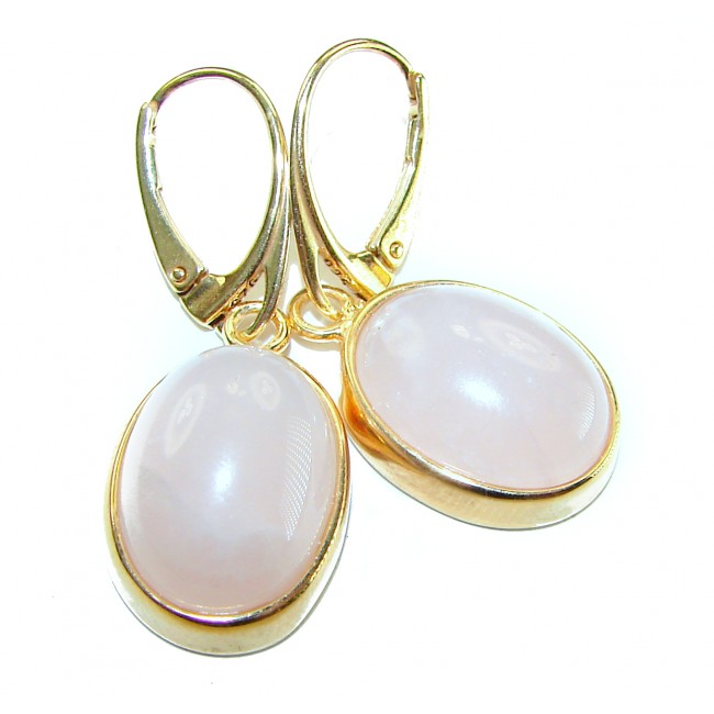 authentic 10.2 carat Rose Quartz 14K Gold over .925 Silver handcrafted Statement earrings