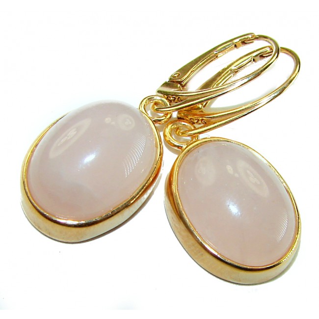 authentic 10.2 carat Rose Quartz 14K Gold over .925 Silver handcrafted Statement earrings