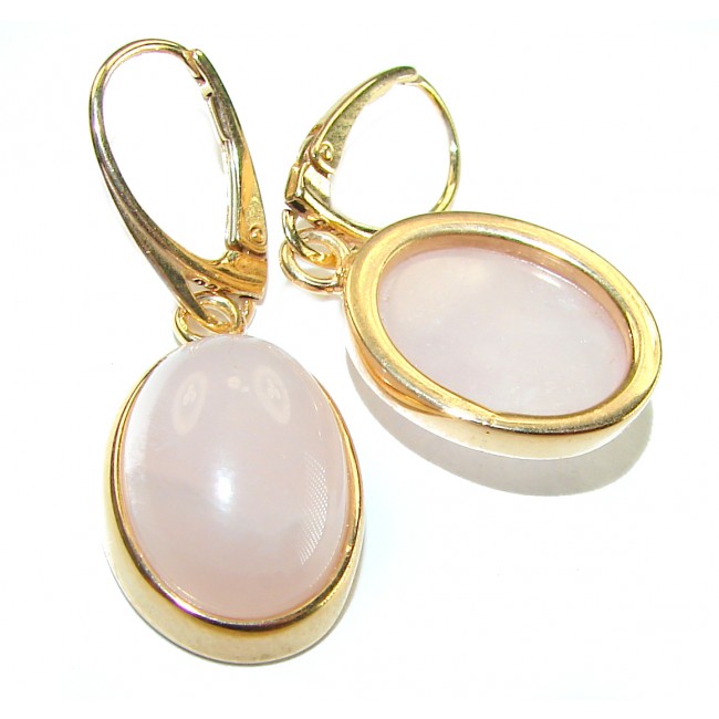 authentic 10.2 carat Rose Quartz 14K Gold over .925 Silver handcrafted Statement earrings