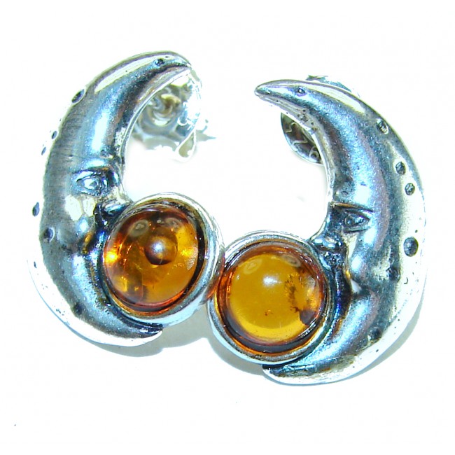Magic MOON Baltic Polish Amber .925 Sterling Silver Earrings