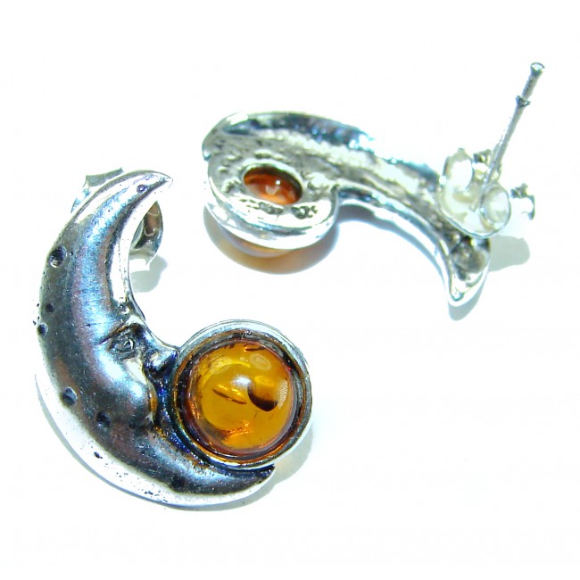 Magic MOON Baltic Polish Amber .925 Sterling Silver Earrings