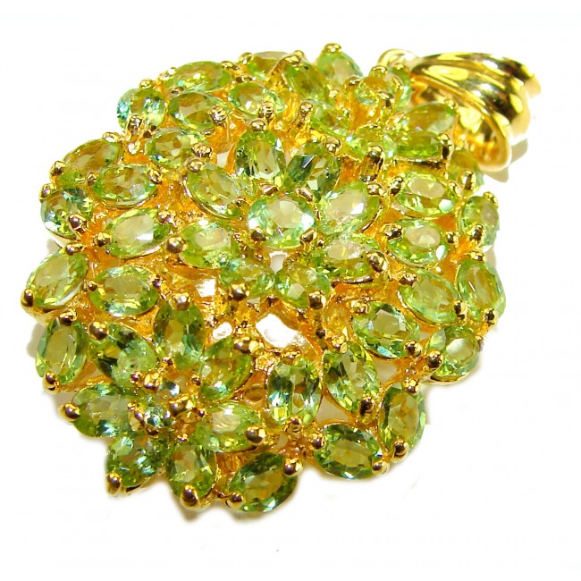 Alessia authentic 45.9 carat Brazilian Peridot 18K Gold over .925 Sterling Silver handmade Pendant