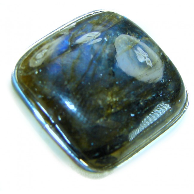 Shimmering Natural Labradorite .925 Sterling Silver handcrafted Large ring size 8 adjustable