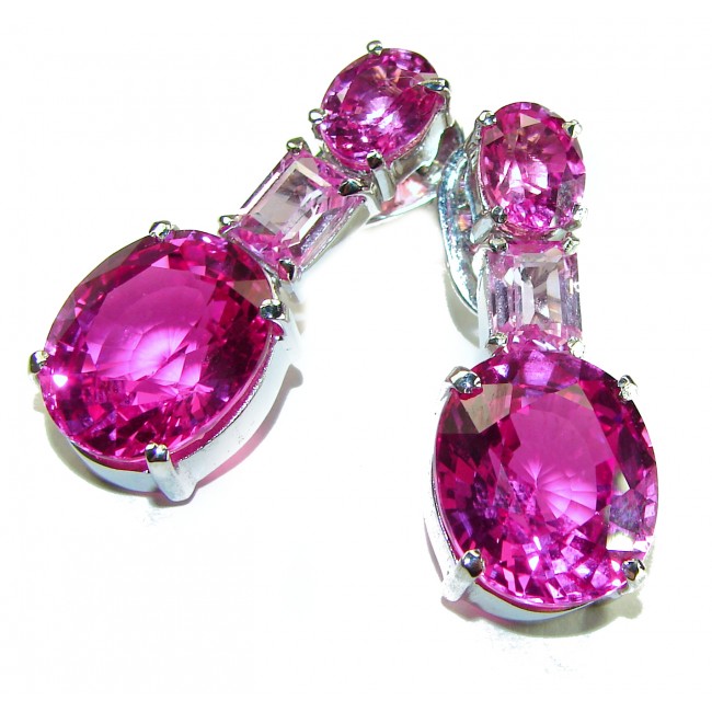 Tiffany - Magnificent Pink 18.5 carat Pink Sapphire .925 Sterling Silver handcrafted Earrings