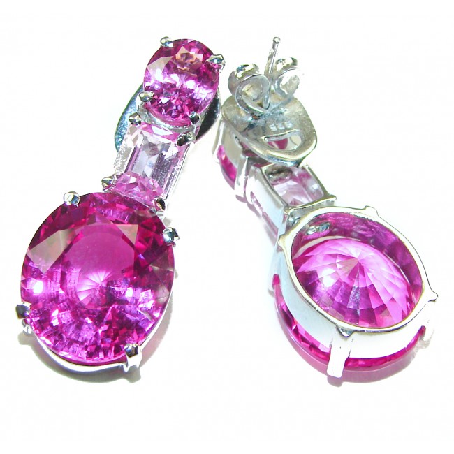 Tiffany - Magnificent Pink 18.5 carat Pink Sapphire .925 Sterling Silver handcrafted Earrings