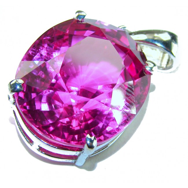 Pink Rose - Oval cut 22.4 carat Pink Sapphire .925 Sterling Silver handcrafted pendant