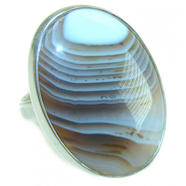 Top quality Botswana Agate .925 Sterling Silver handcrafted Ring s. 8 adjustable