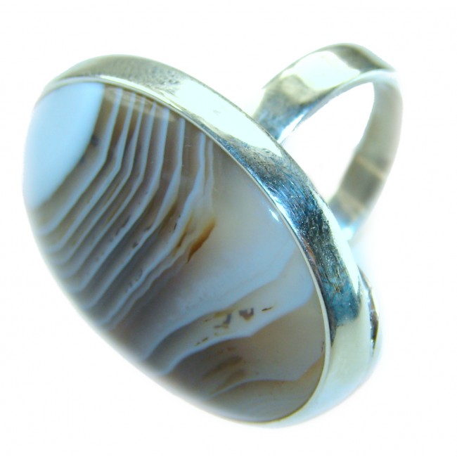 Top quality Botswana Agate .925 Sterling Silver handcrafted Ring s. 8 adjustable
