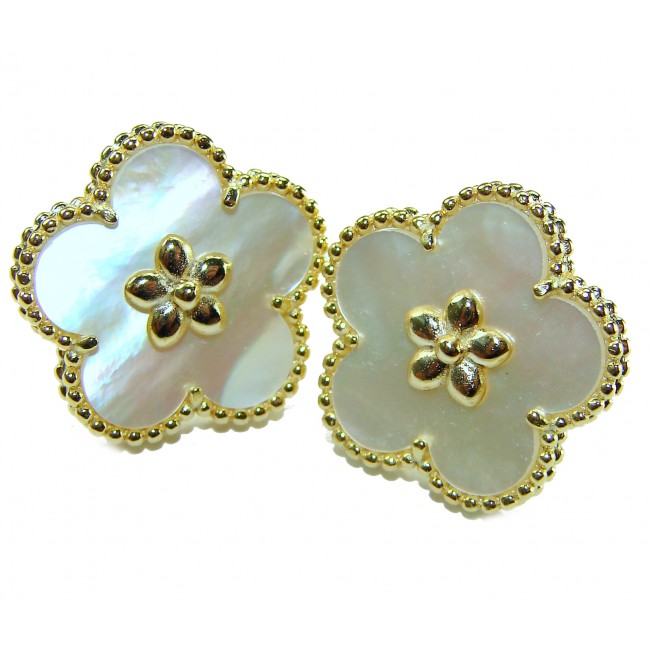 Genuine Blister Pearl 14K Gold over .925 Sterling Silver handcrafted Statement Earrings