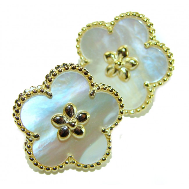 Genuine Blister Pearl 14K Gold over .925 Sterling Silver handcrafted Statement Earrings