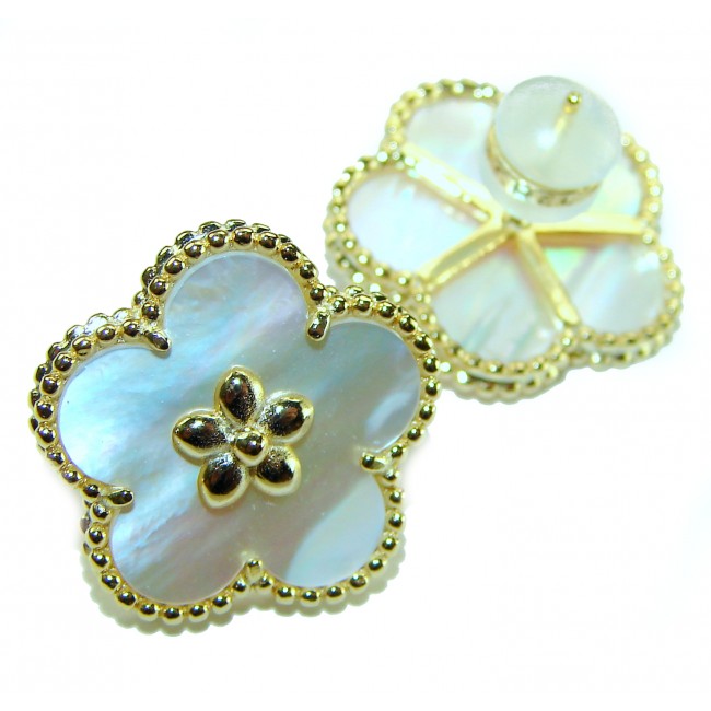 Genuine Blister Pearl 14K Gold over .925 Sterling Silver handcrafted Statement Earrings