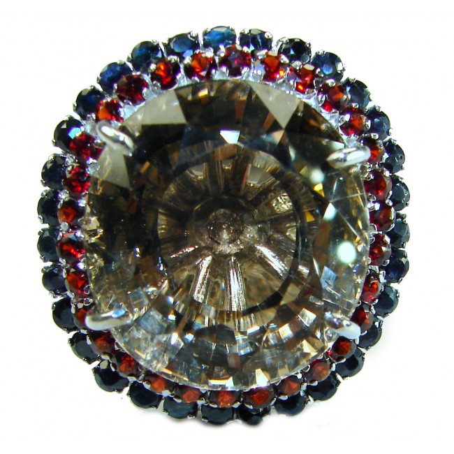 Celestial Energy 40.5 carat Champagne Smoky Topaz .925 Sterling Silver Oversized Ring size 7 1/4 - photo 3
