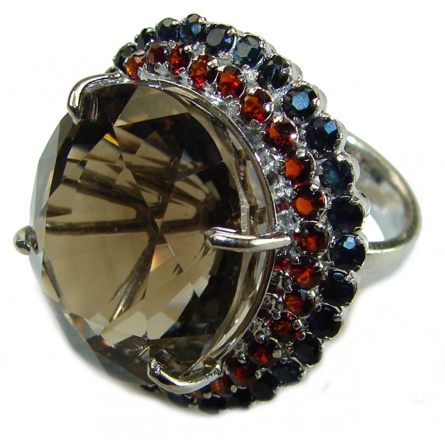 Celestial Energy 40.5 carat Champagne Smoky Topaz .925 Sterling Silver Oversized Ring size 7 1/4 - photo 2
