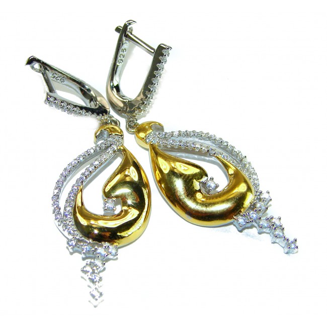 Elegance 4.2 carat White Topaz 14K Gold over .925 Sterling Silver handcrafted Earrings - photo 3