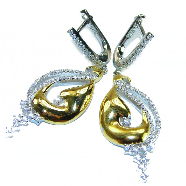 Elegance 4.2 carat White Topaz 14K Gold over .925 Sterling Silver handcrafted Earrings - photo 2