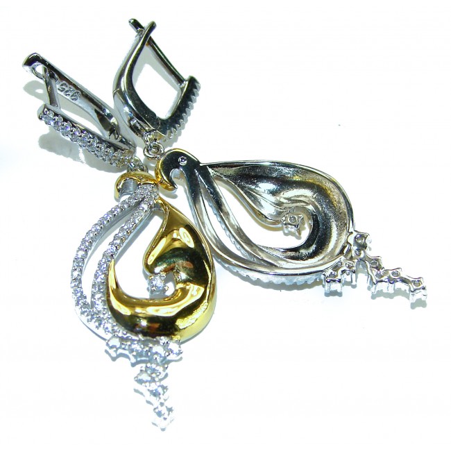 Elegance 4.2 carat White Topaz 14K Gold over .925 Sterling Silver handcrafted Earrings - photo 1