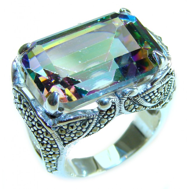Big Dreamer Massive 25.8 carat Mystic Topaz .925 Sterling Silver handcrafted Large ring size 8