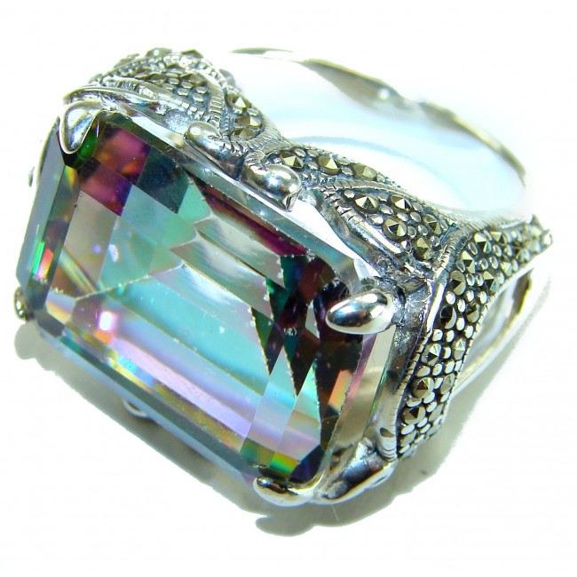 Big Dreamer Massive 25.8 carat Mystic Topaz .925 Sterling Silver handcrafted Large ring size 8