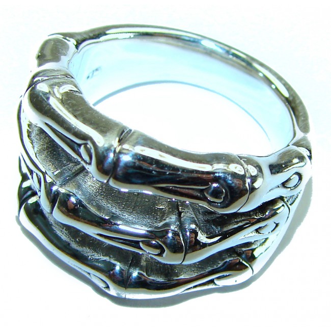 Bamboo Textured Italy Made Silver Sterling Silver ring s. 8