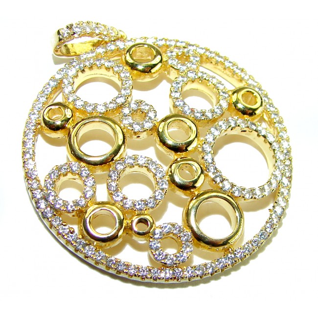 Exquisite vintage style 6.8 carat White Sapphire 18K Gold over .925 Sterling Silver handcrafted Made in Italy Statement pendant