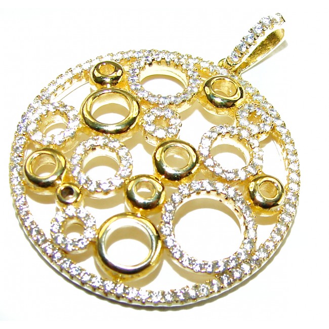 Exquisite vintage style 6.8 carat White Sapphire 18K Gold over .925 Sterling Silver handcrafted Made in Italy Statement pendant