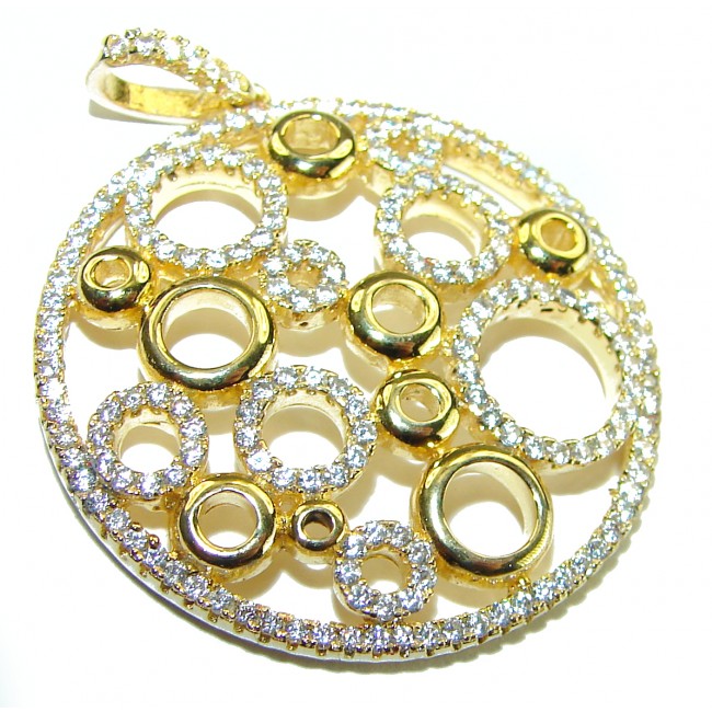 Exquisite vintage style 6.8 carat White Sapphire 18K Gold over .925 Sterling Silver handcrafted Made in Italy Statement pendant