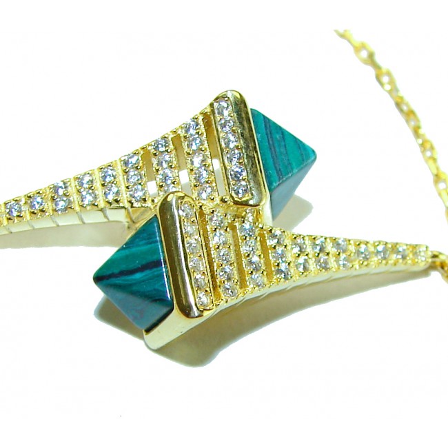 Outstanding authentic 7.2 carat Malachite 18K Gold over .925 Sterling Silver .925 Sterling Silver handcrafted Bracelet