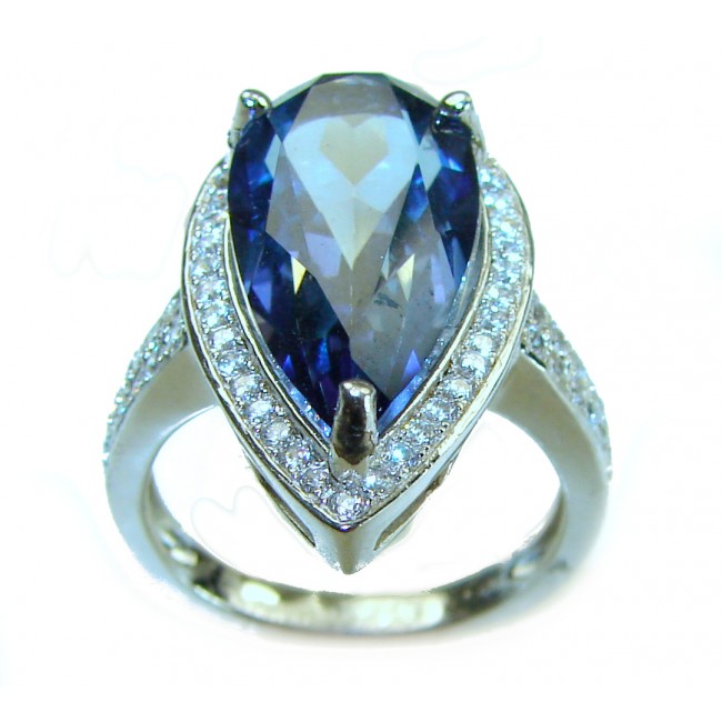 Blue Dream18.5 carat London Blue Topaz .925 Sterling Silver Perfectly handcrafted Ring s. 8