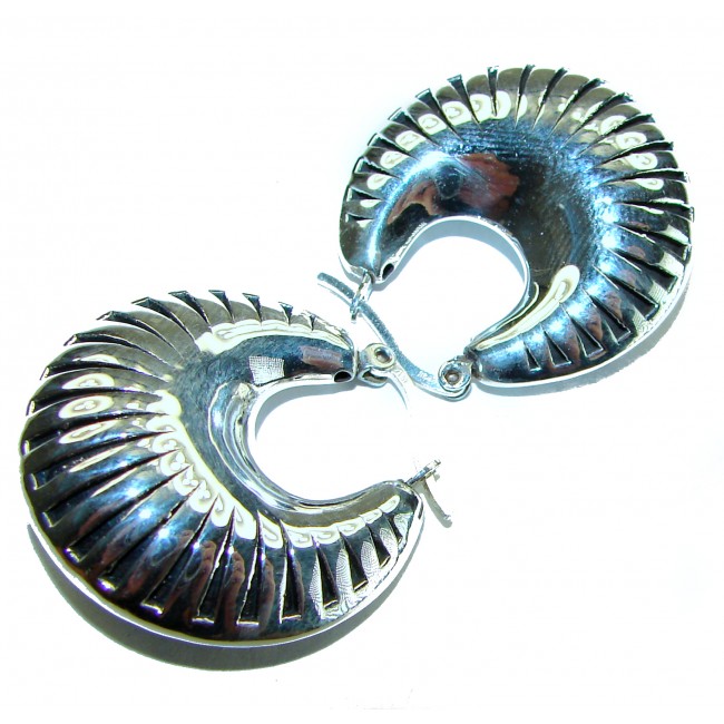 Highly Polished Fancy Modern design .925 Sterling Silver Italy made Earrings - photo 1