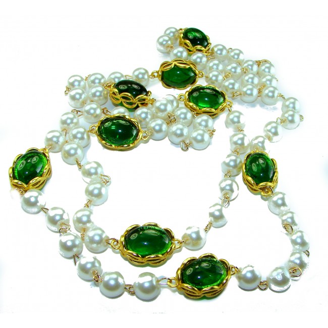 Incredible 48 inches long Freshwater Pearl 10K Gold over .925 Sterling Silver handmade Necklace