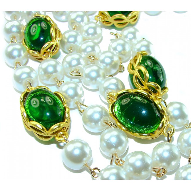 Incredible 48 inches long Freshwater Pearl 10K Gold over .925 Sterling Silver handmade Necklace