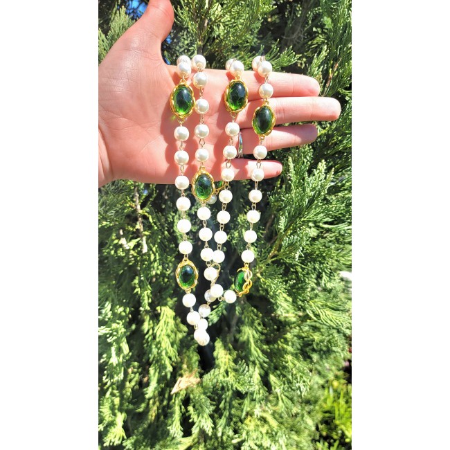 Incredible 48 inches long Freshwater Pearl 10K Gold over .925 Sterling Silver handmade Necklace