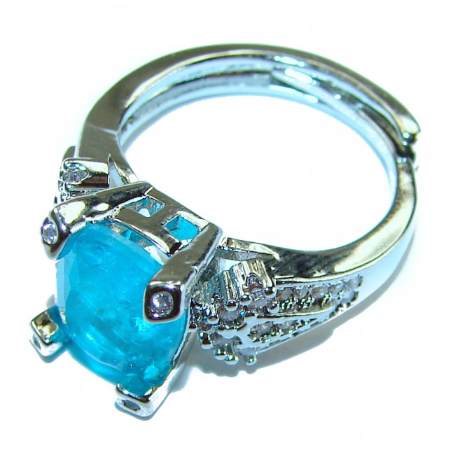 Wonderland 3.5 carat Paraiba Tourmaline .925 Sterling Silver Handcrafted Ring size 6
