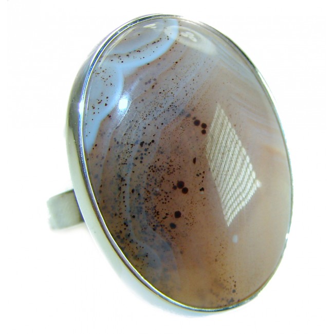 Top Quality Botswana Agate .925 Sterling Silver handcrafted Ring s. 8 adjustable