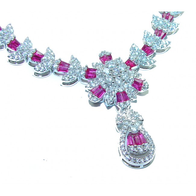 Art Deco - Luxurious natural 22.5 carat Ruby .925 Sterling Silver handmade Statement necklace