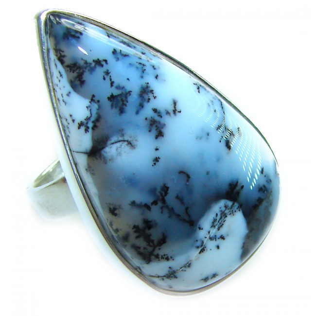 Top Quality Dendritic Agate .925 Sterling Silver handcrafted Ring s. 7 adjustable