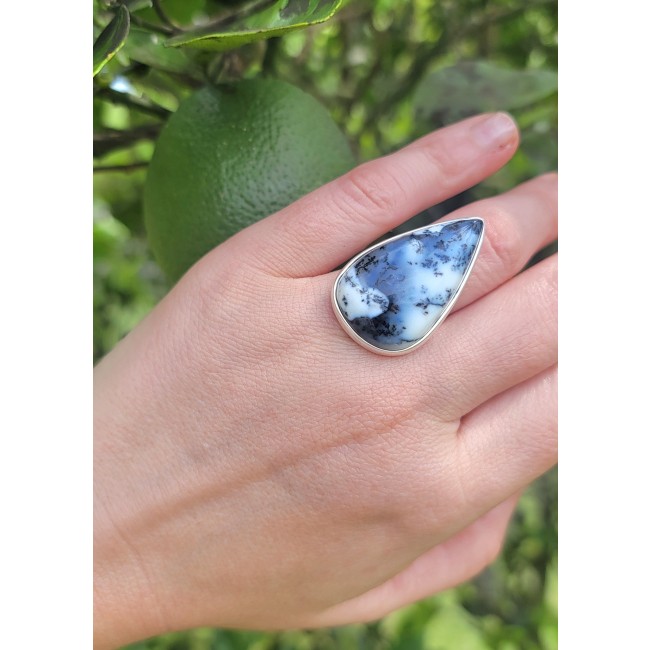 Top Quality Dendritic Agate .925 Sterling Silver handcrafted Ring s. 7 adjustable