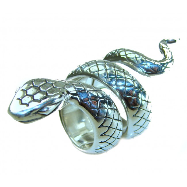 Large Boa Snake .925 Sterling Silver handcrafted Statement SPINAL Ring size 6