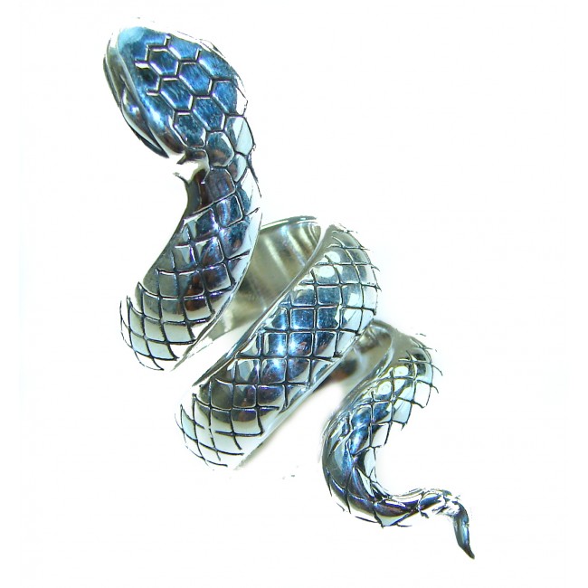 Large Boa Snake .925 Sterling Silver handcrafted Statement SPINAL Ring size 6